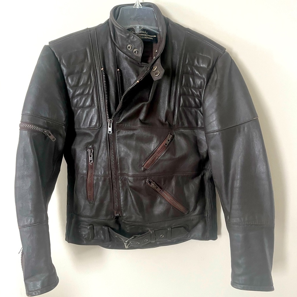 Men’s Hein Gericke Harley Davidson brown leather jacket size 44
